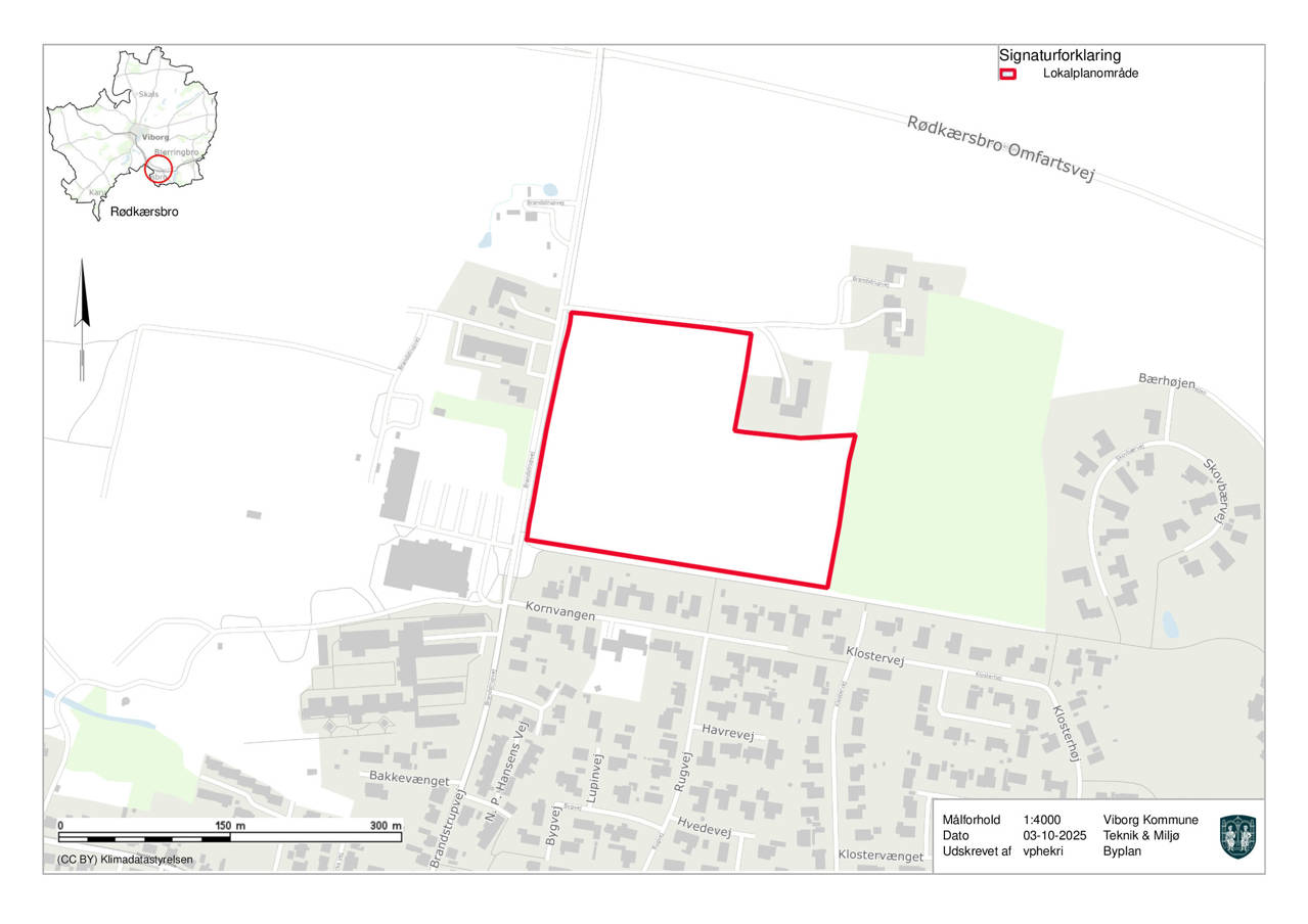 Kort over området ved Brandstrupvej i Rødkærsbro