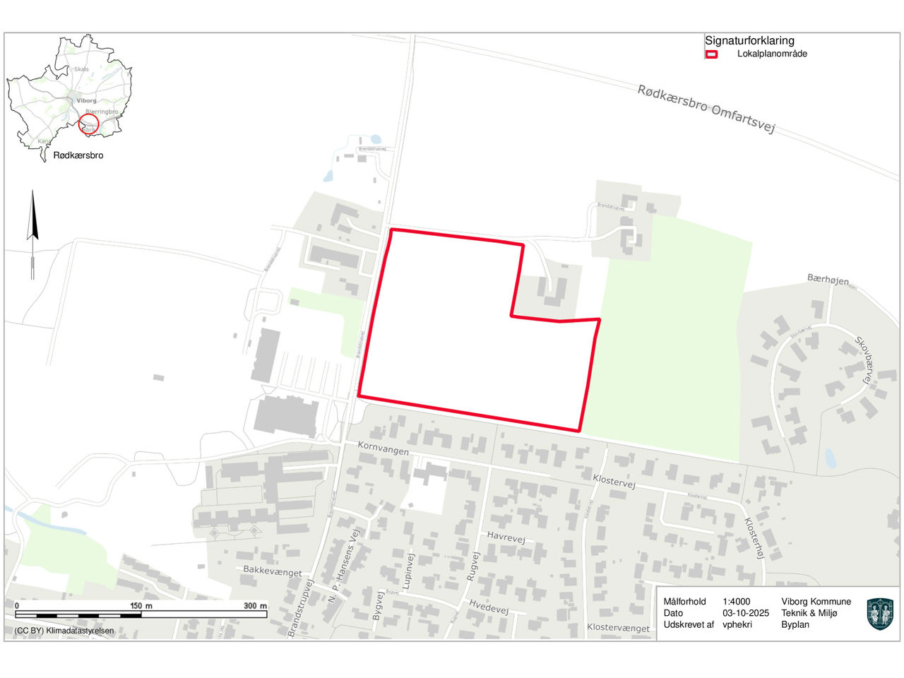 Kort over området ved Brandstrupvej i Rødkærsbro