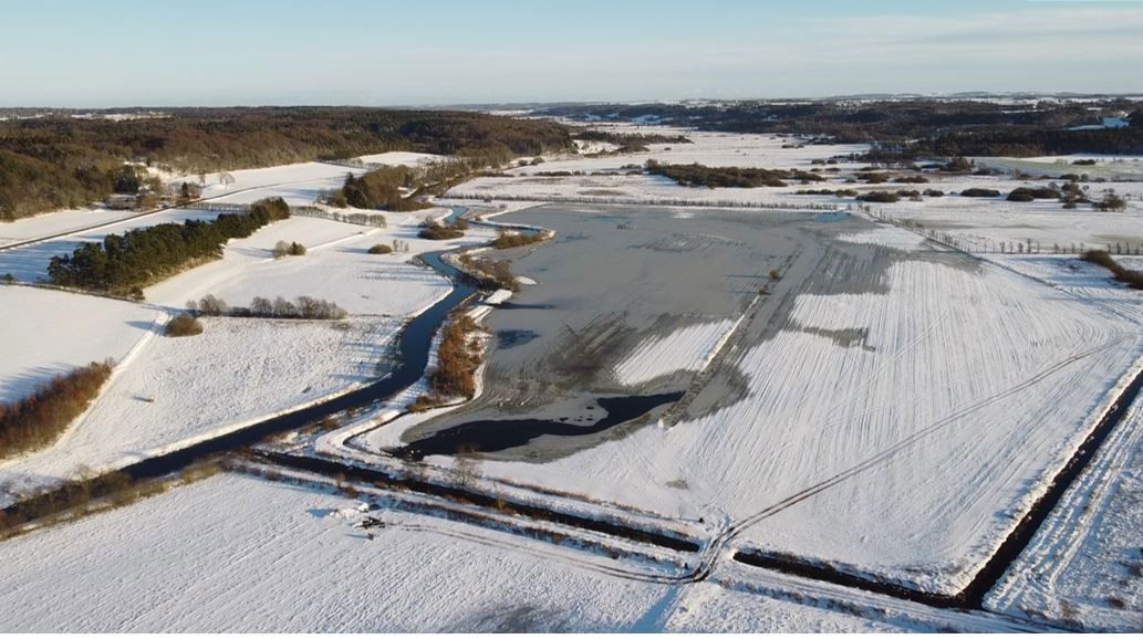 Luftfoto af et vådområde