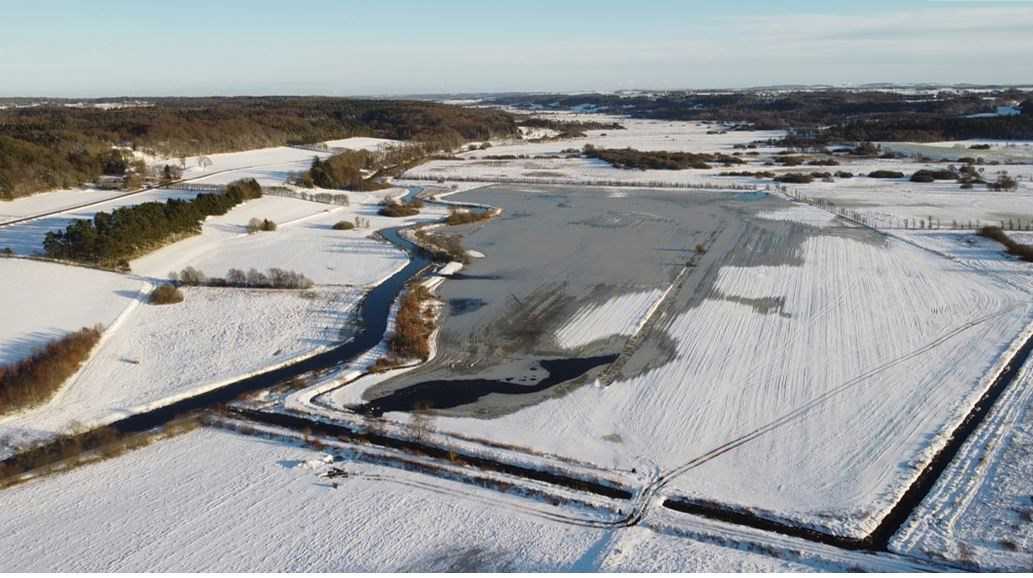 Luftfoto af et vådområde