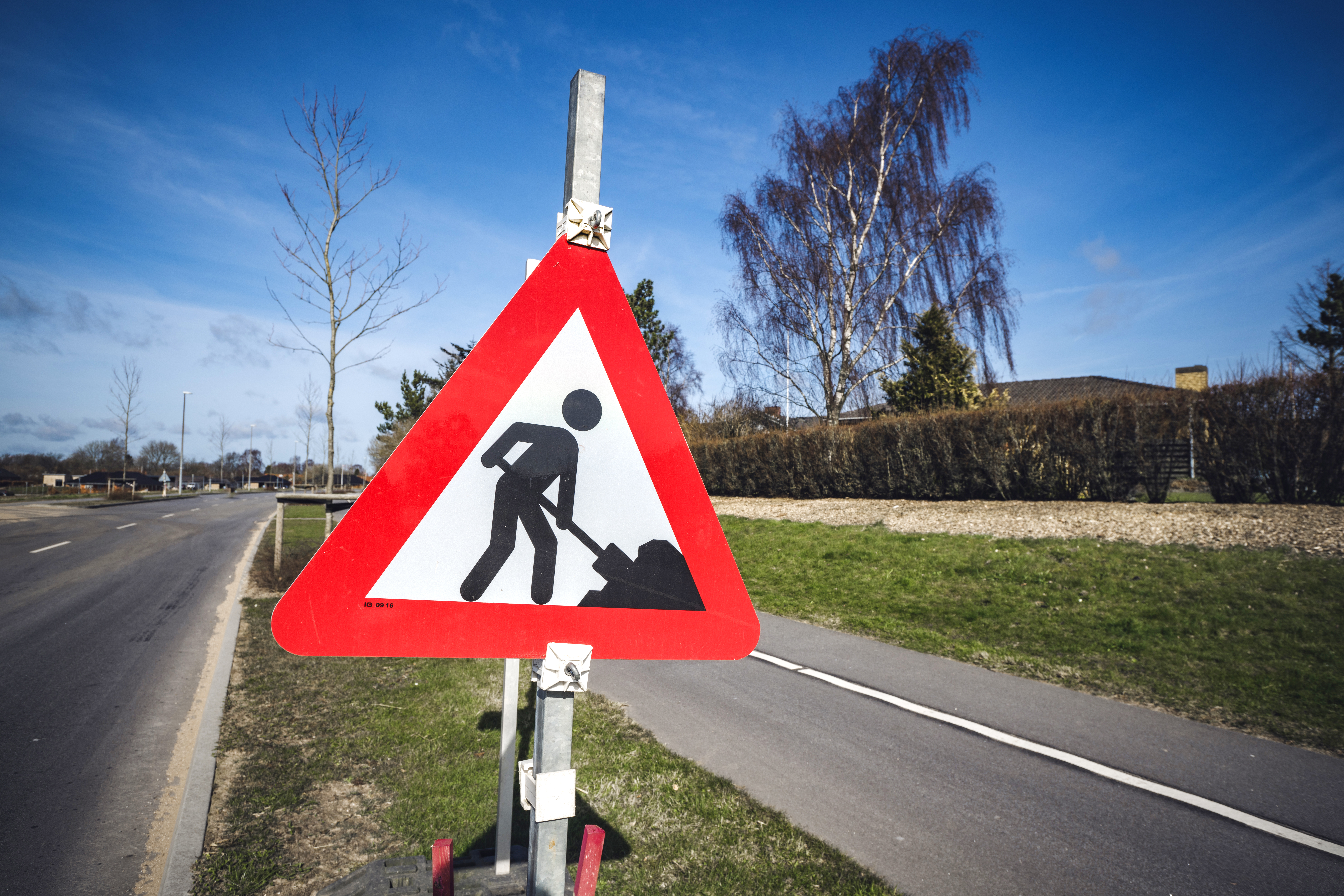 Skilt med vejarbejde