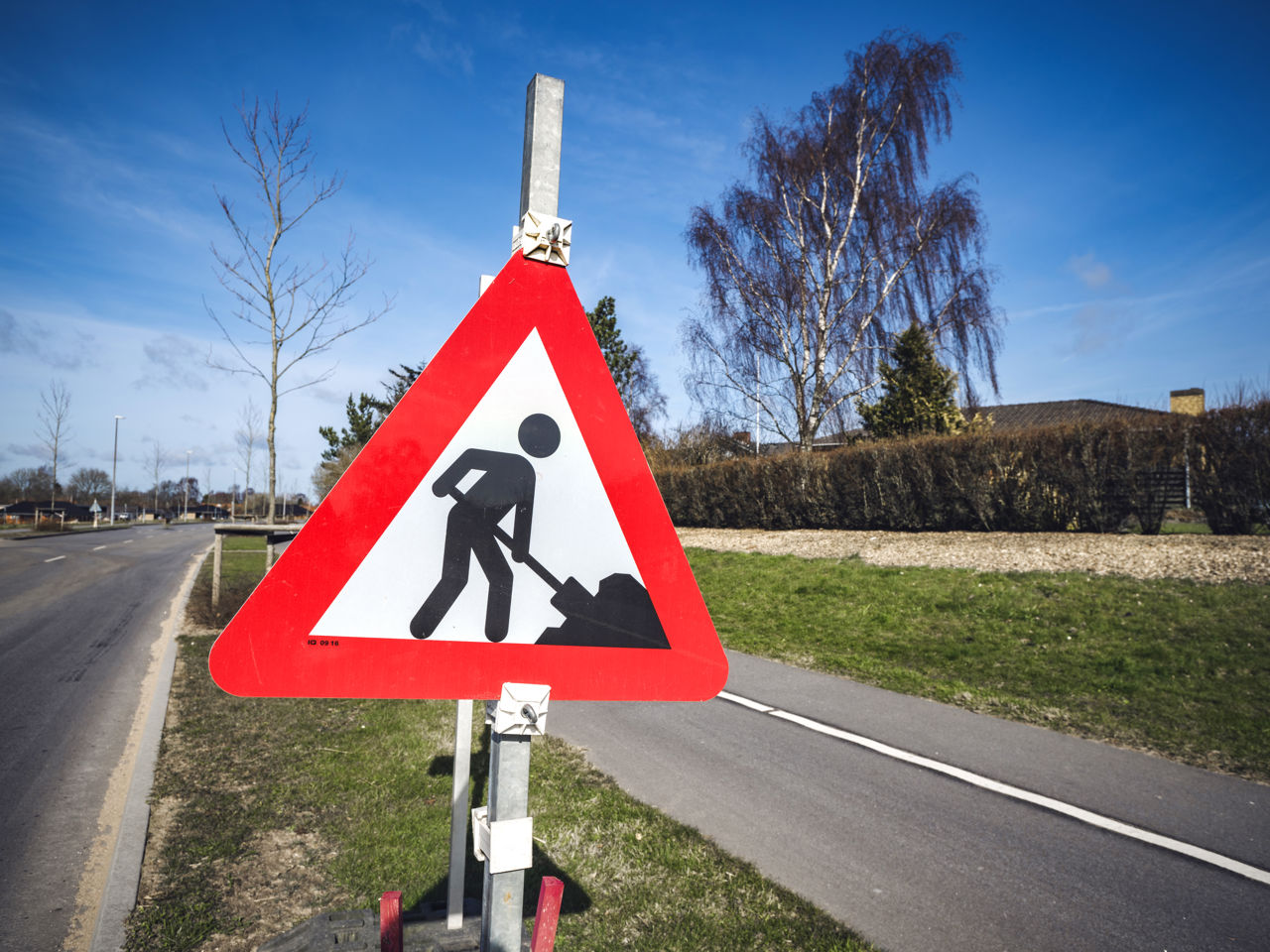 Skilt med vejarbejde