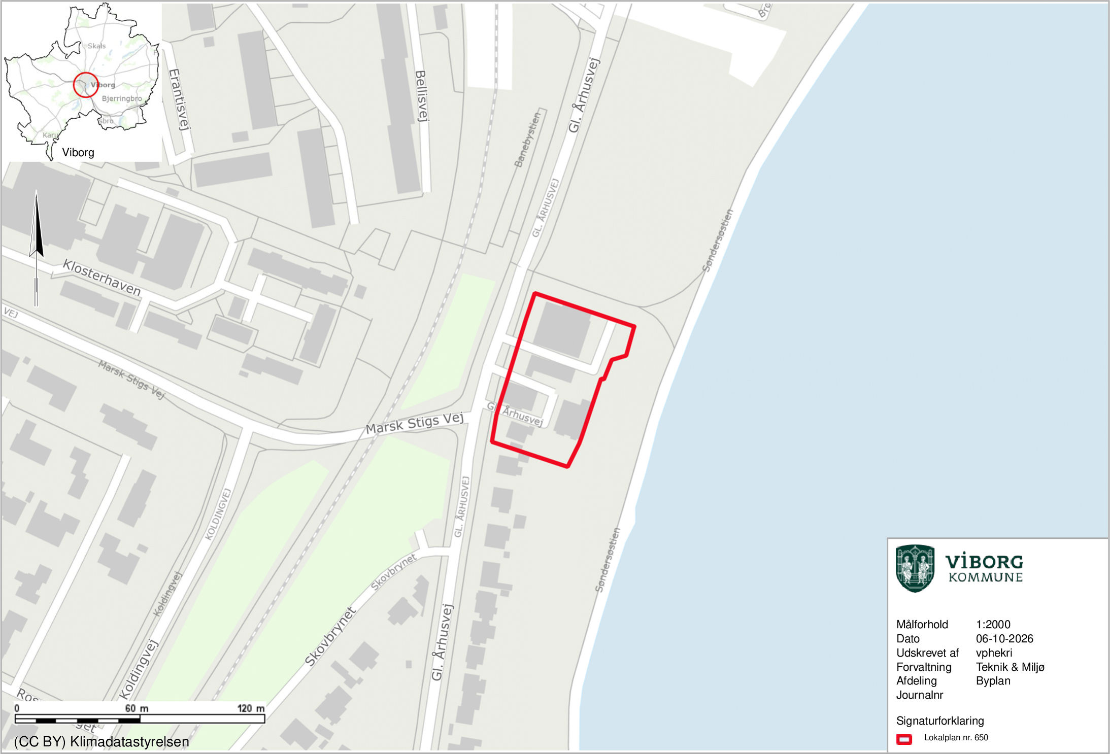 Kort over området ved Gl. Århusvej i Viborg