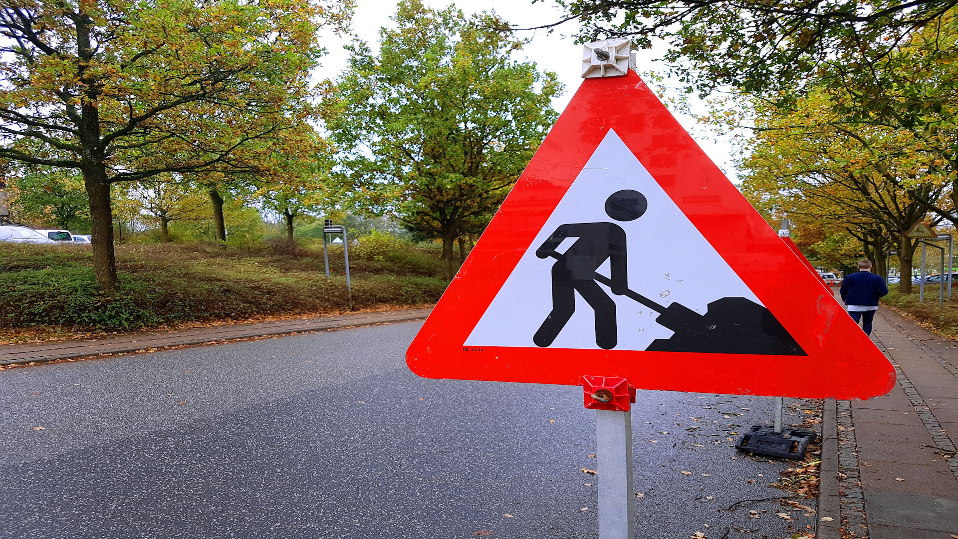 Skilt om vejarbejde