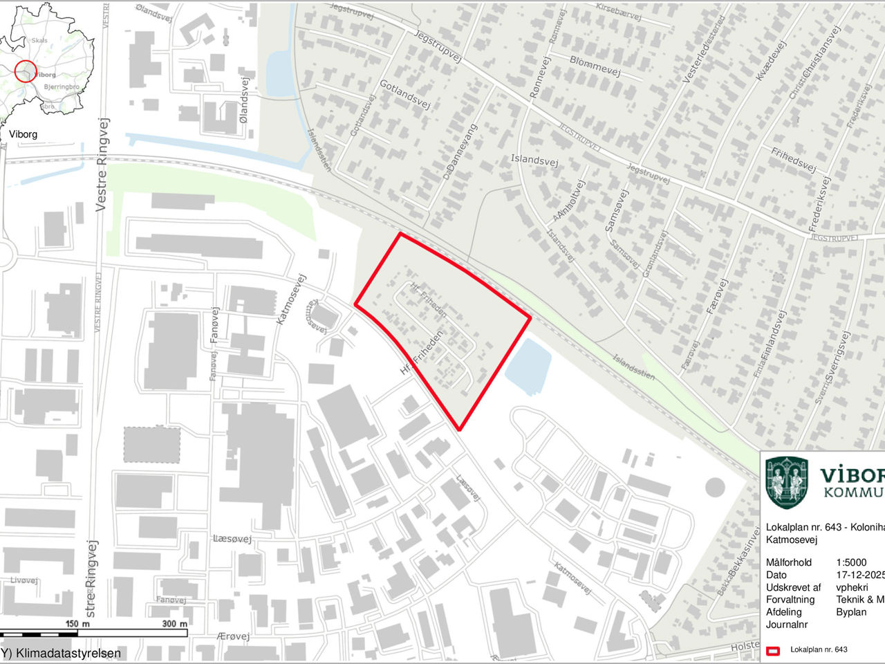 Kort over området ved Katmosevej i Viborg