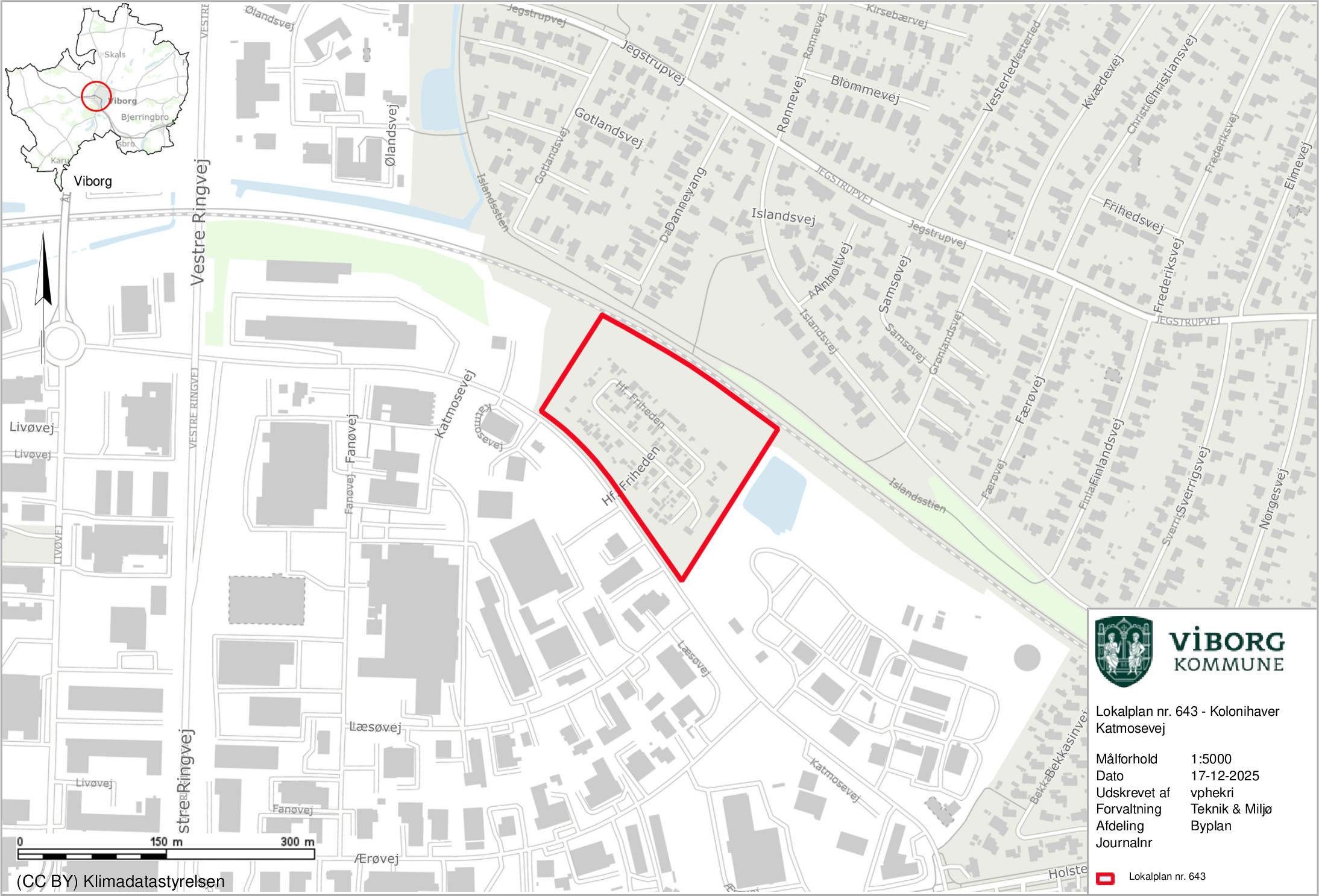 Kort over området ved Katmosevej i Viborg