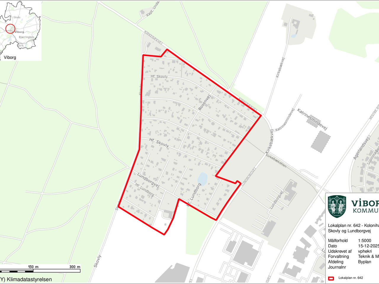 Kort over området ved Skovly og Lundborgvej