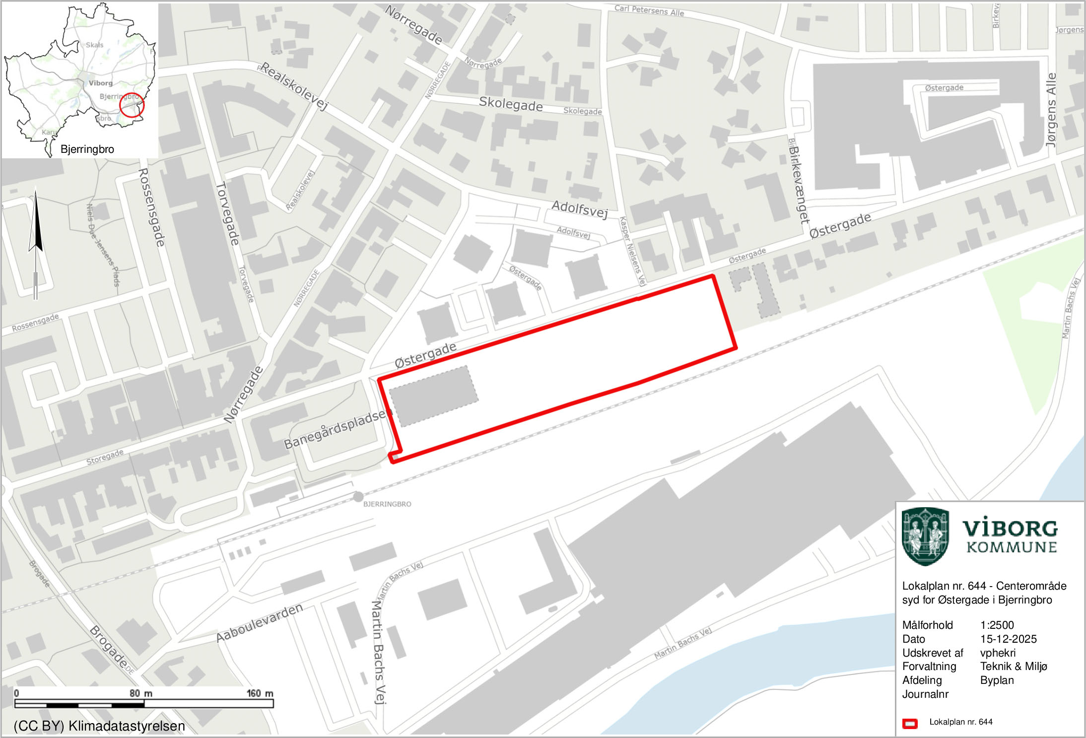 Centerområde syd for Østergade i Bjerringbro
