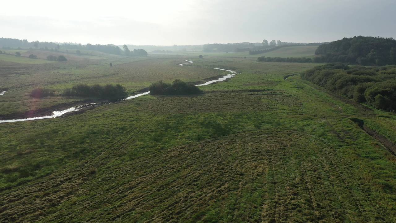 Luftfoto af mark og vandløb