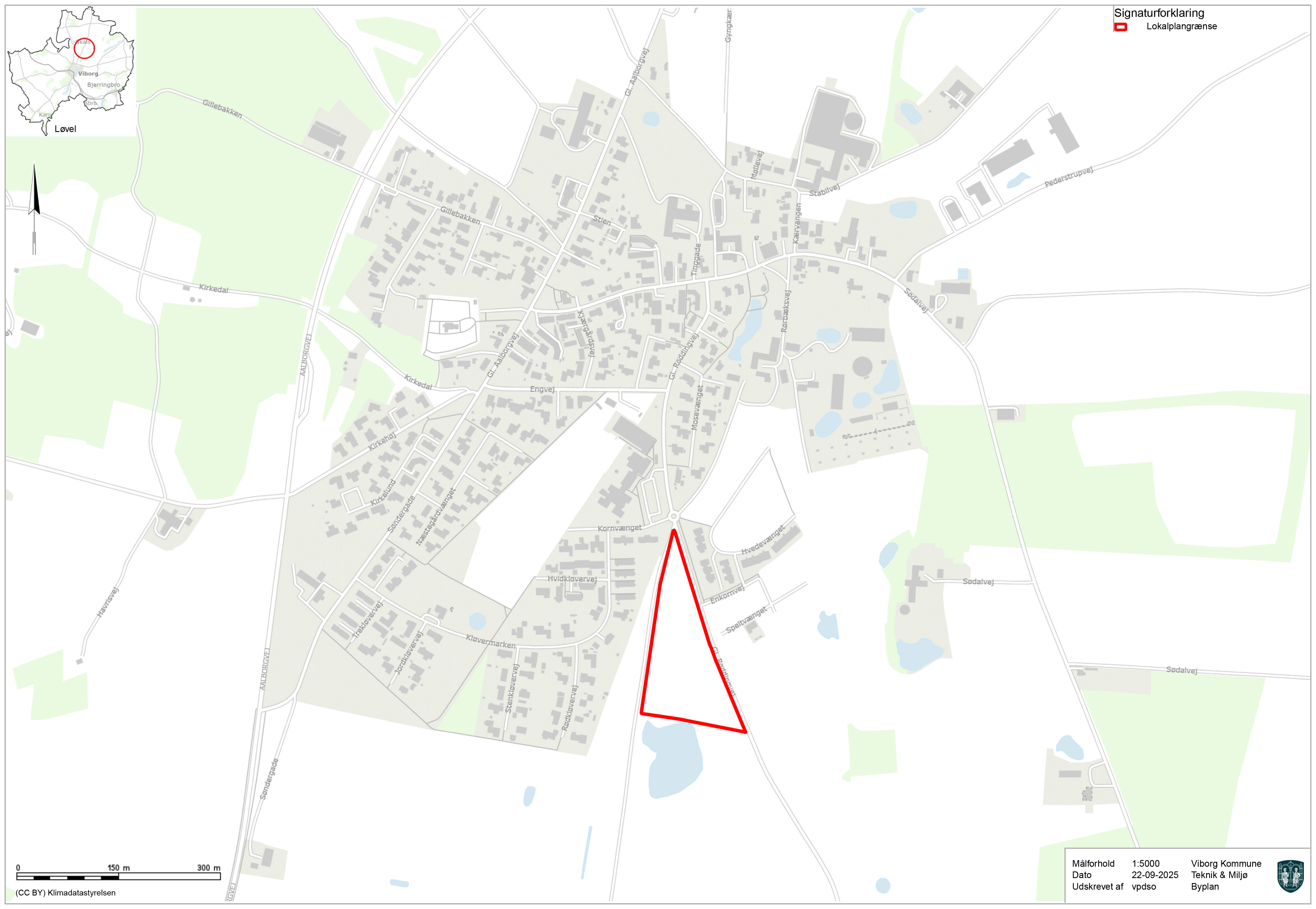 Oversigtskort over rekreativt område i Løvel