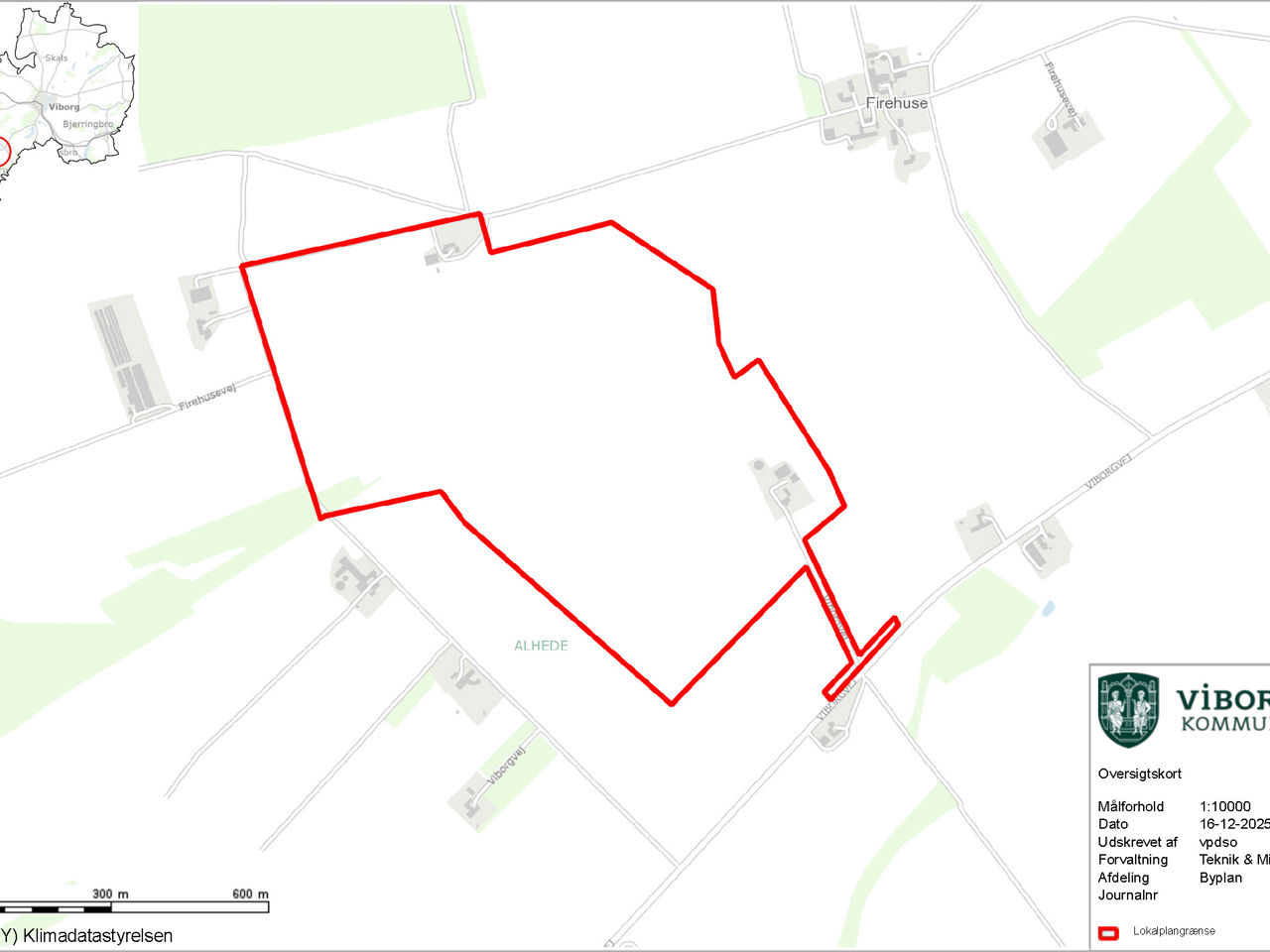 Oversigtskort over området ved Firehuse