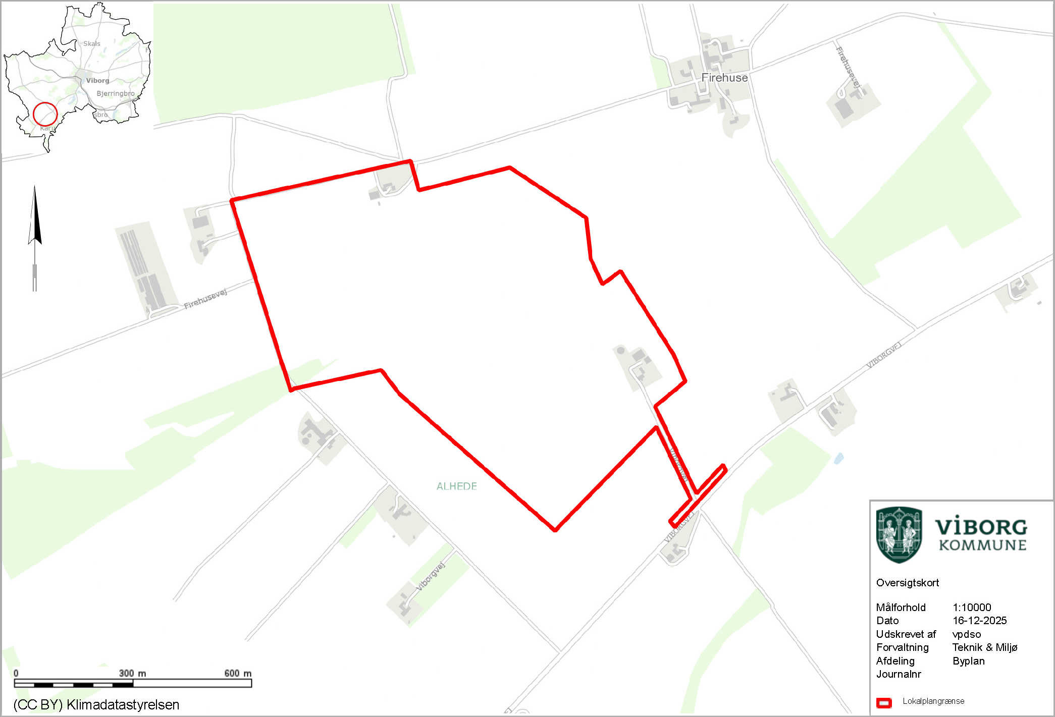 Oversigtskort over området ved Firehuse